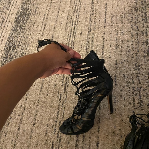 BEST OFFER -  PRADA Shoes Womens 38 Black Calzature Donna Caged Heel Stiletto - Picture 5 of 6